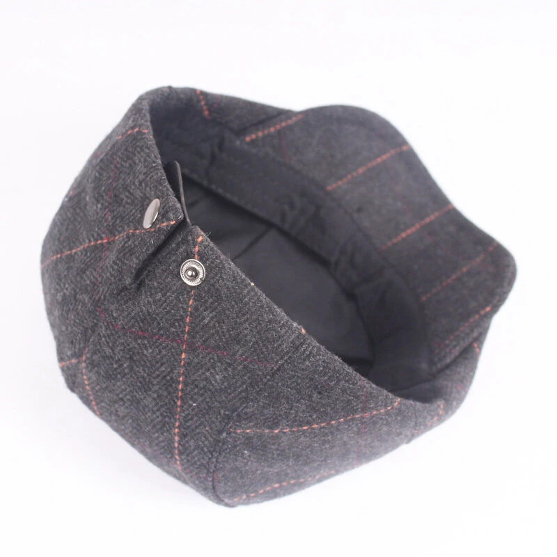 (image for) Collrown Men Beret Cap Adjustable Cotton Flat Cap Retro Duck Tongue Cap Warm Forward Cap Driving Hat Newsboy Hats